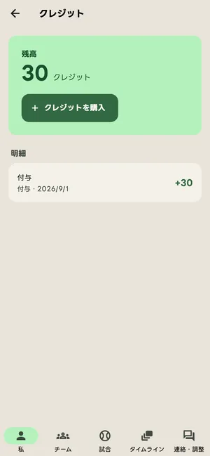 クレジットの残高と明細