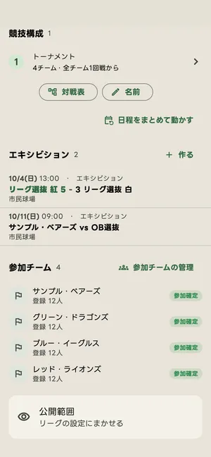 大会の詳細のエキシビション
